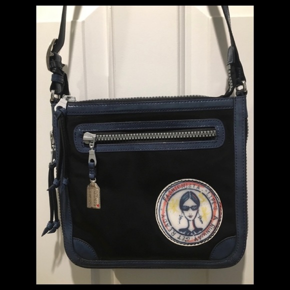 Brighton Limited Edition Patent Leather Black/Blue Bag - Picture 3 of 13